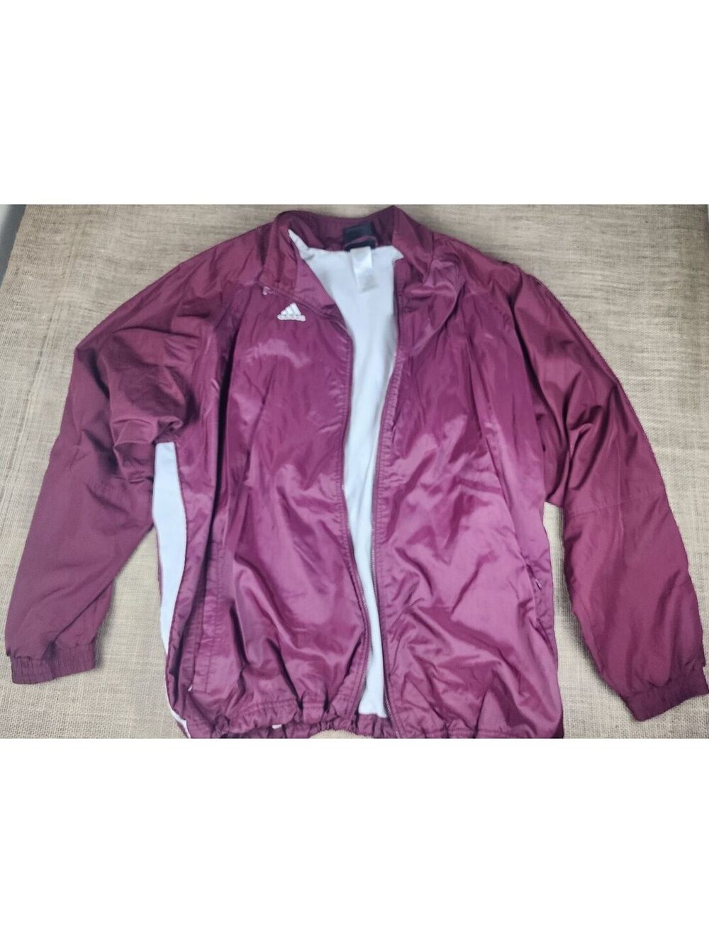 Vintage 90s Adidas Team Men’s 2XL Burgundy Windbreaker Track Jacket Y2K